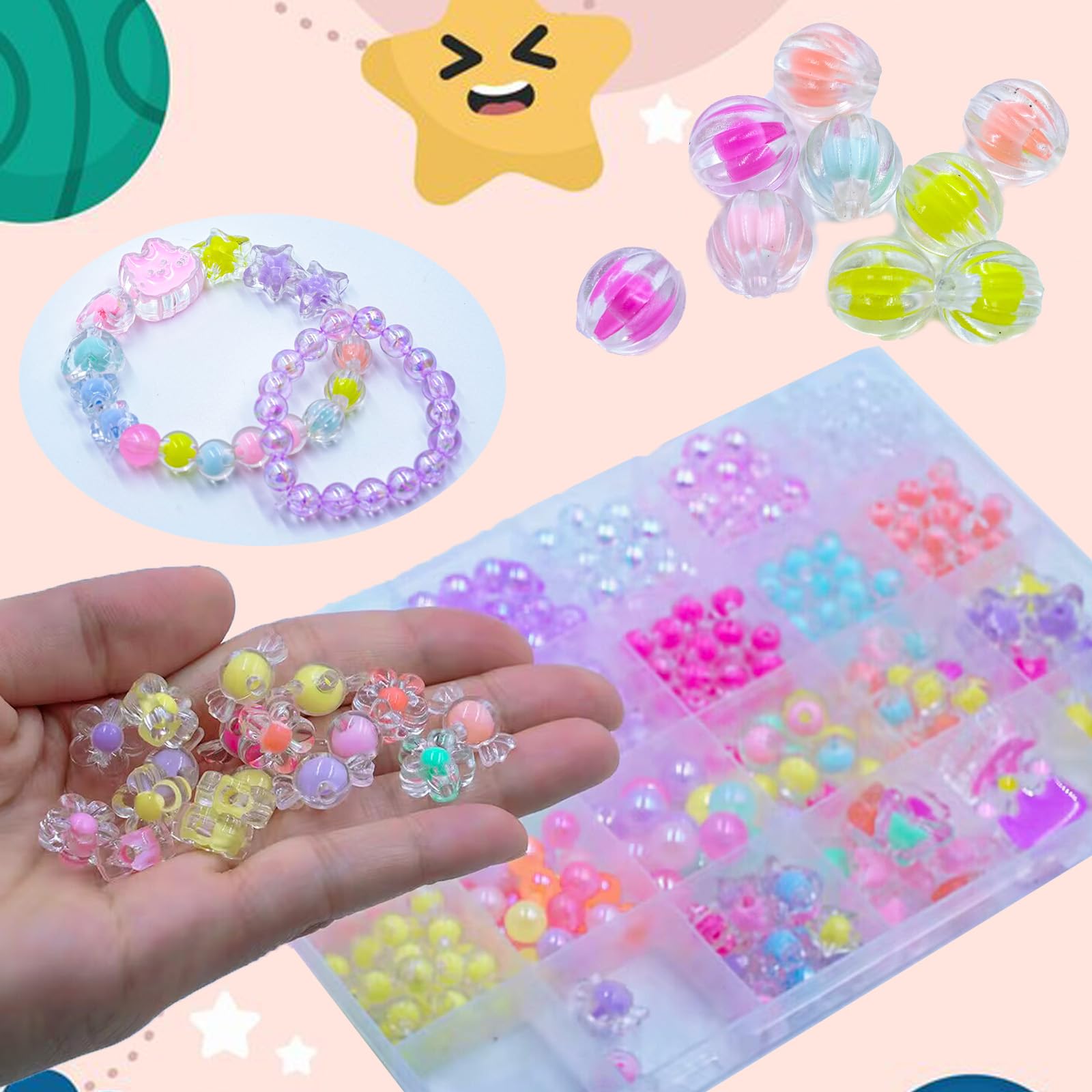 Amazon | LenKeda ビーズ セット 女の子,ビーズアクセサリー 子供